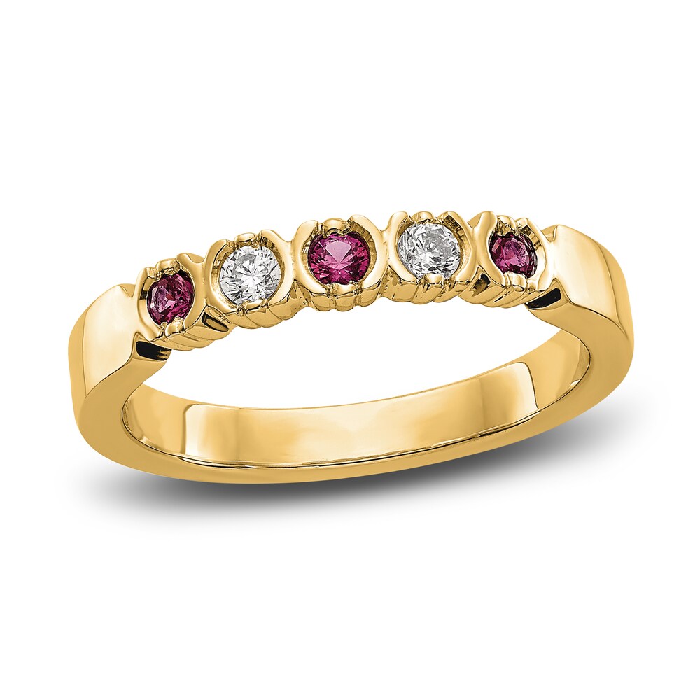 Natural Ruby Stackable Ring 1/10 ct tw Diamonds 14K Yellow Gold h1WeuUBF