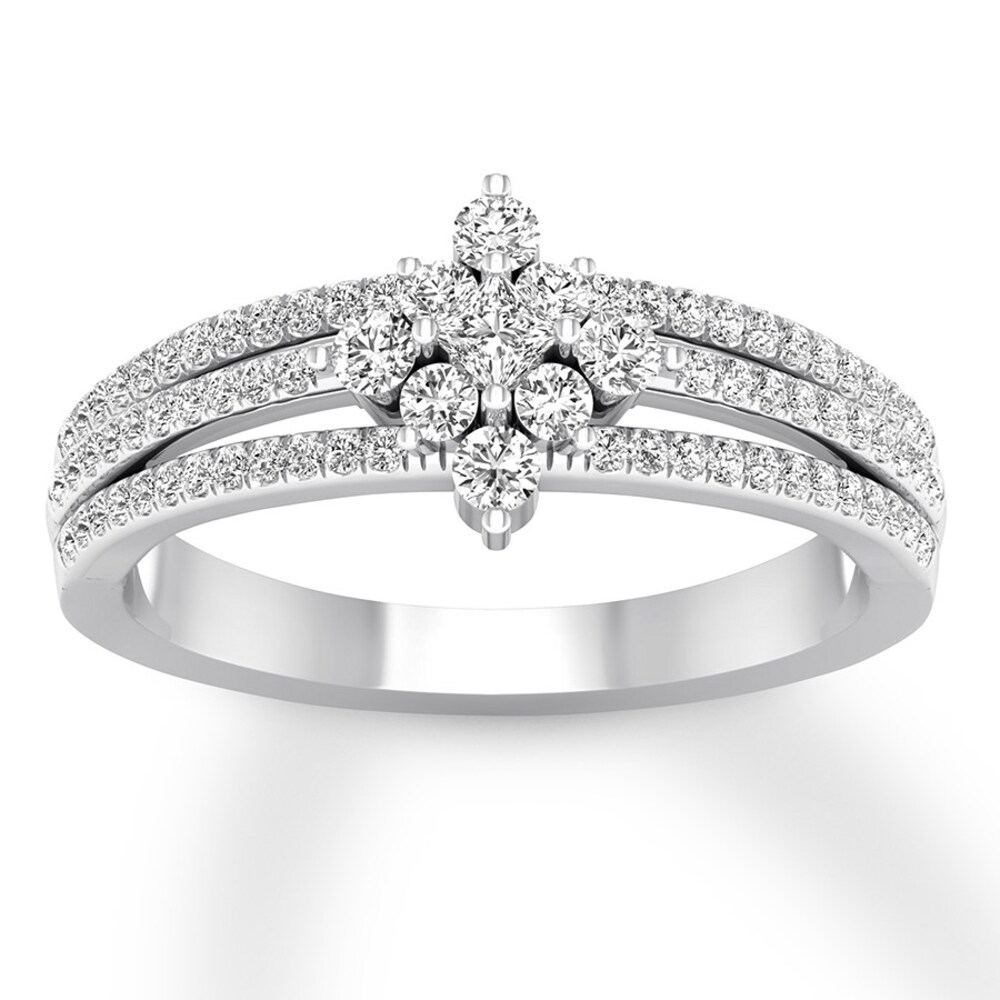 Diamond Ring 1/2 ct tw Round/Princess-cut 14K White Gold h5qlqI7x