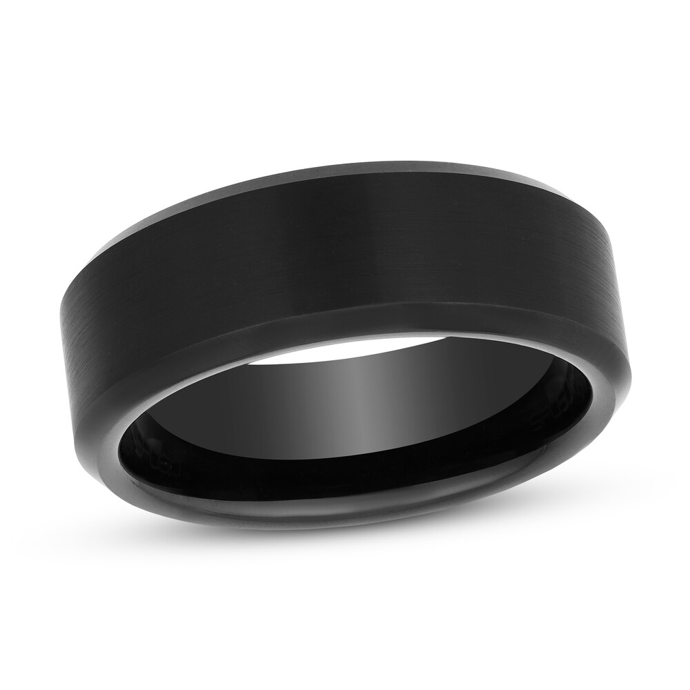 8mm Wedding Band Tungsten Carbide Black PVD hIrIoSKt