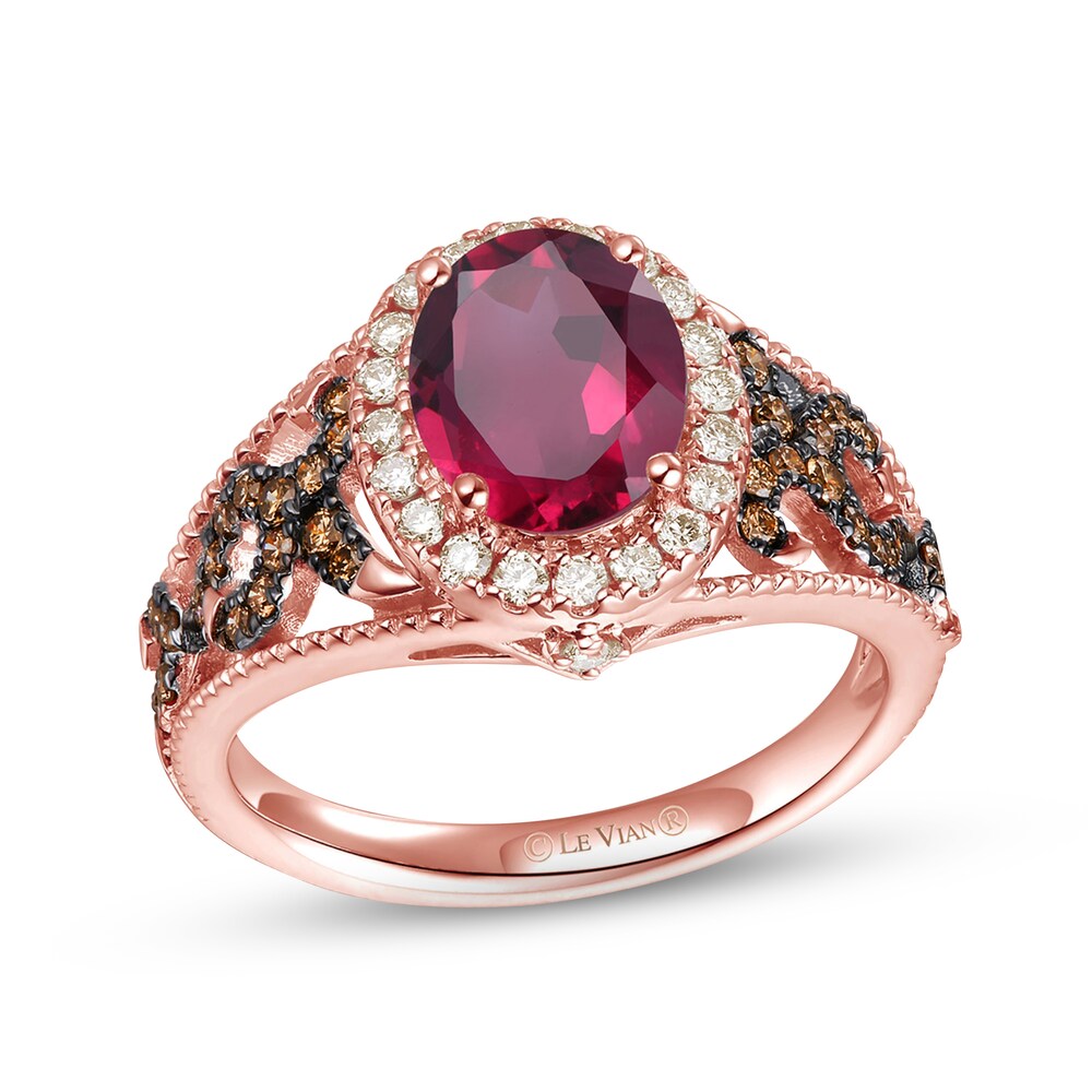 Le Vian Natural Rhodolite Garnet Ring 1/2 ct tw Diamonds 14K Strawberry Gold hIuj57Pw