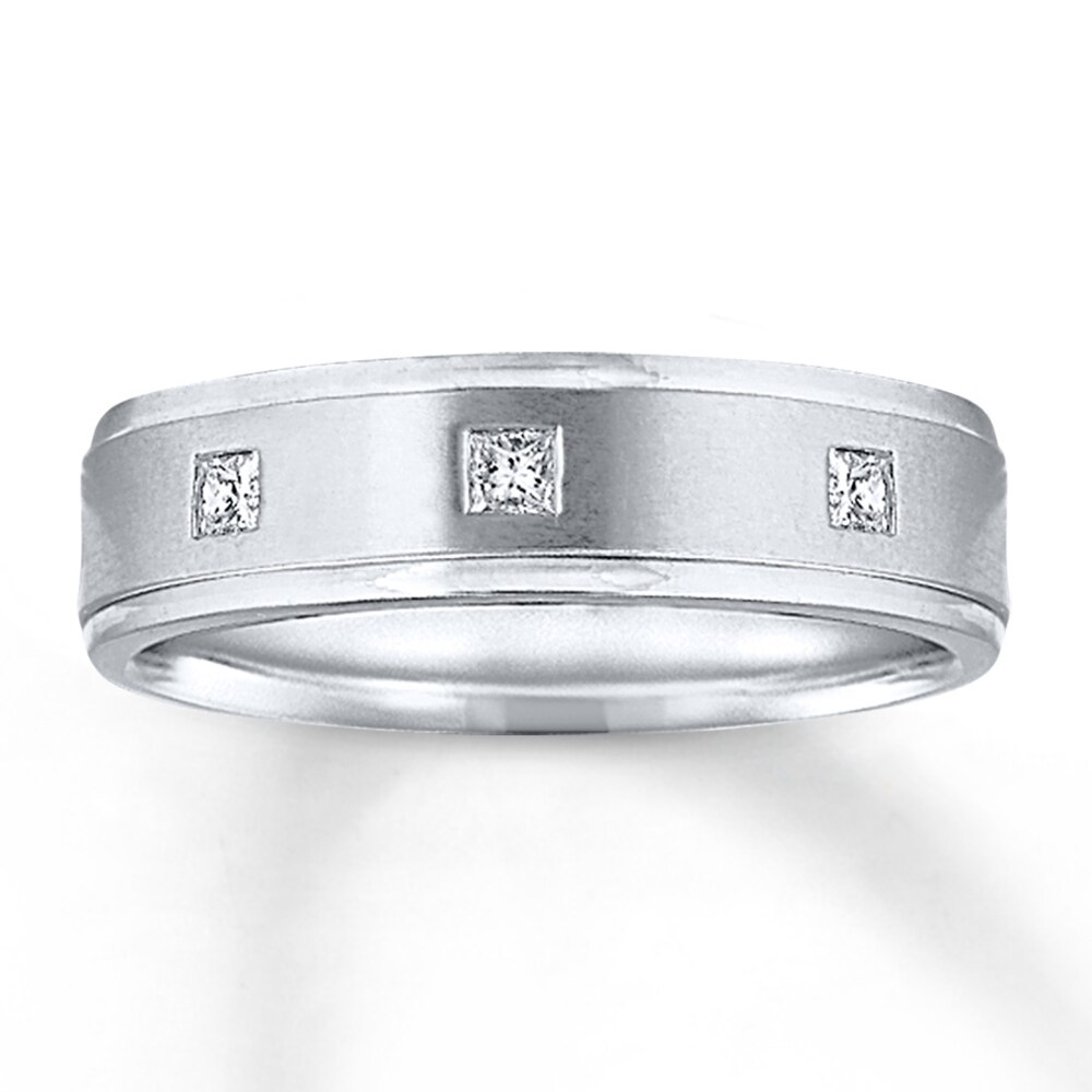 6mm Wedding Band 1/3 ct tw Princess-cut Diamonds 14K White Gold hOXRGFx5