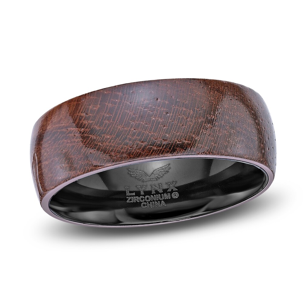 Men's Wood Wedding Band Black Zirconium 8.0mm hPnxDHIX