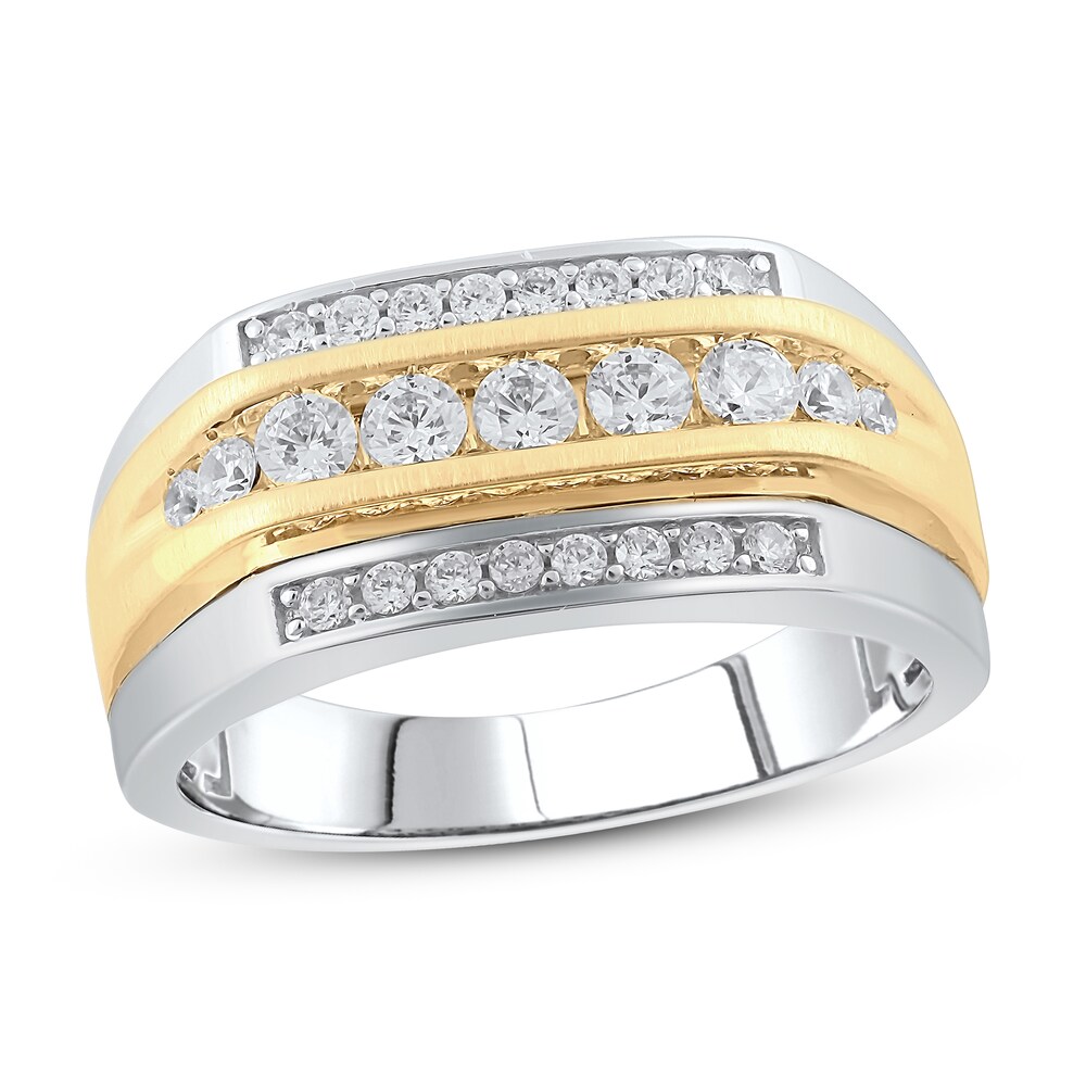 Men's Diamond Wedding Band 3/4 ct tw Round 14K Two-Tone Gold hYDmtJIj