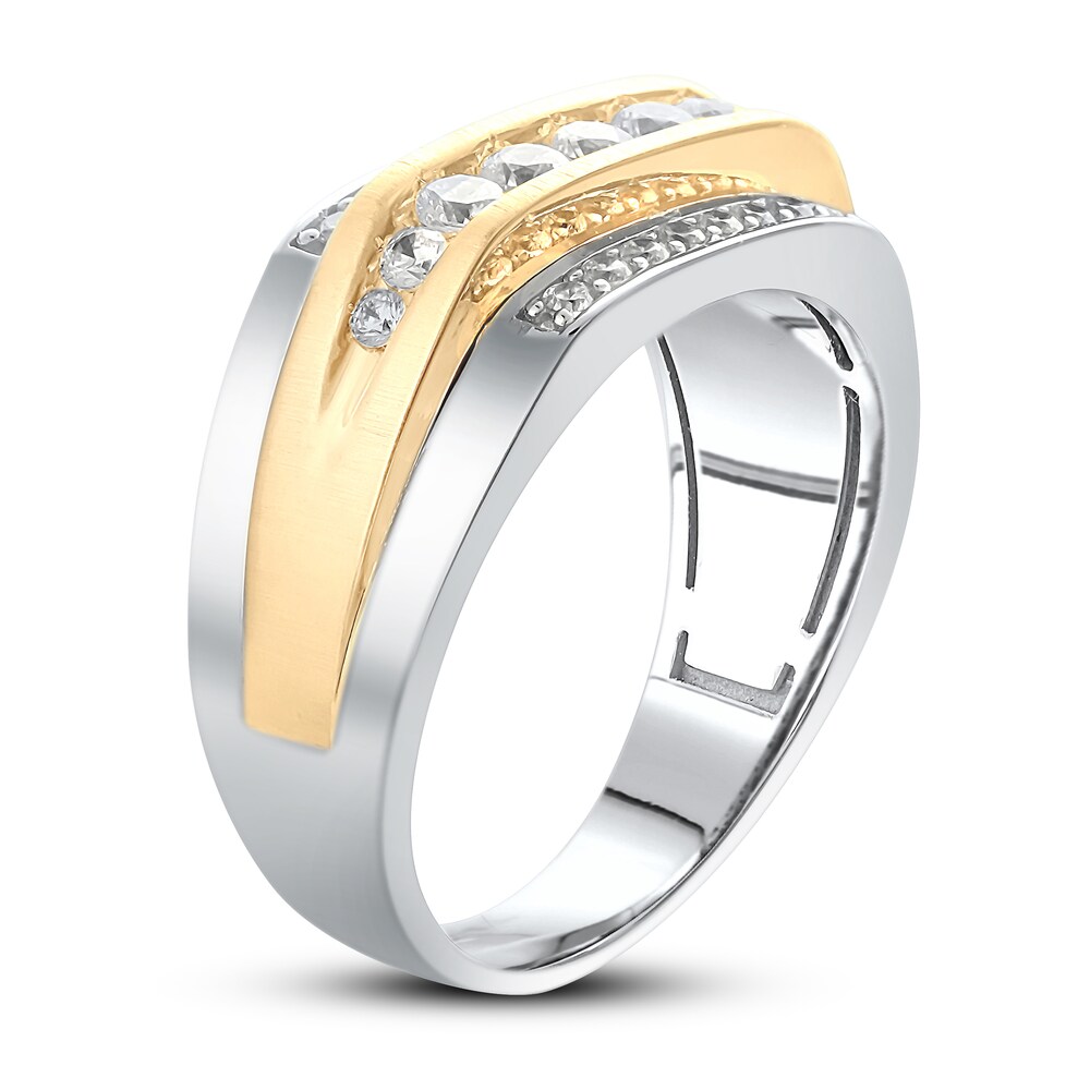 Men\'s Diamond Wedding Band 3/4 ct tw Round 14K Two-Tone Gold hYDmtJIj