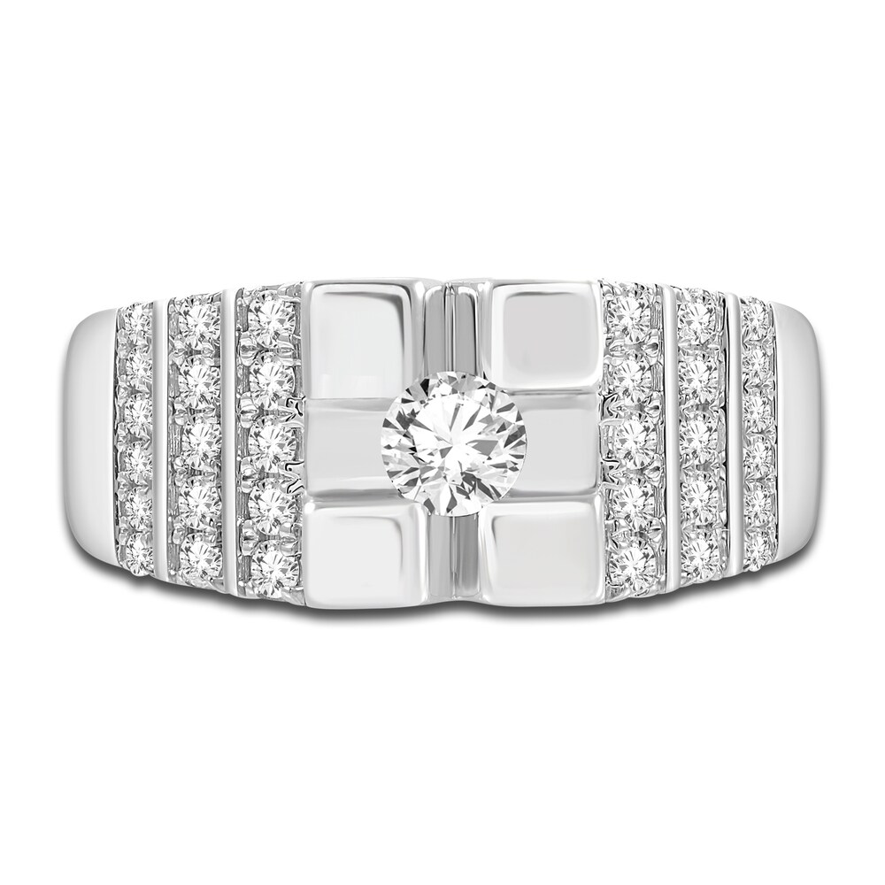 Men\'s Diamond Ring 1 ct tw Round 14K White Gold hbwwDpZy