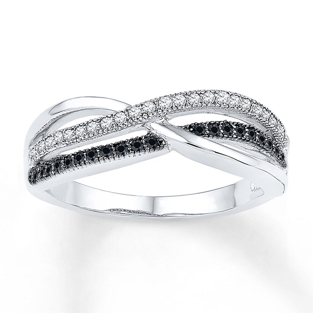 Black/White Diamond Ring 1/5 ct tw 10K White Gold hfrvSLA0