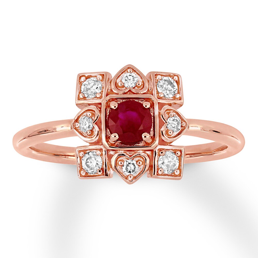 Natural Ruby Ring 1/5 ct tw Diamonds 10K Rose Gold hi9FuQ4Q