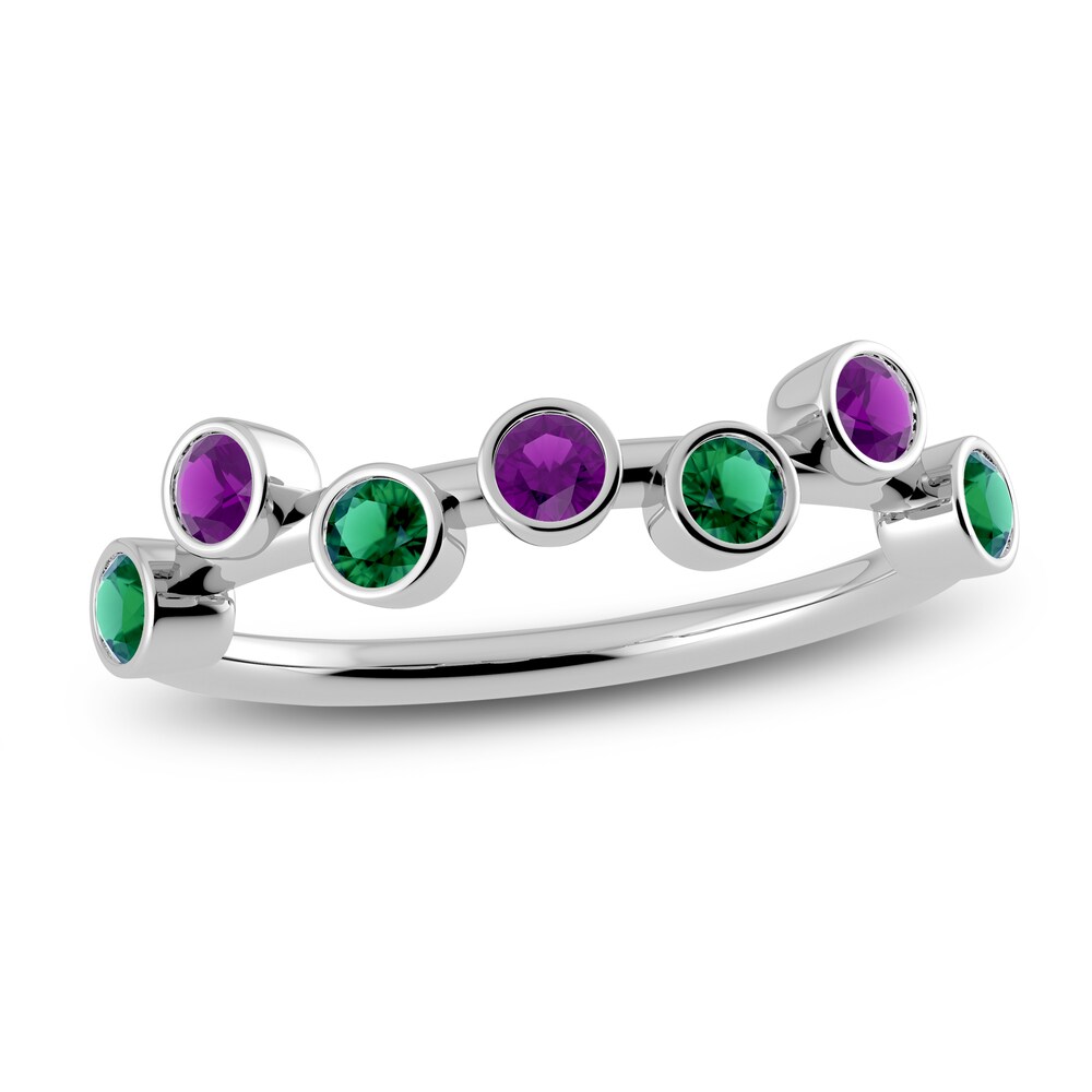 Juliette Maison Natural Emerald & Natural Amethyst Ring 10K White Gold hkp4N1Re