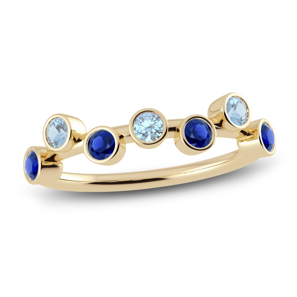 Juliette Maison Natural Aquamarine & Natural Blue Sapphire Ring 10K Yellow Gold hn4RQi7x