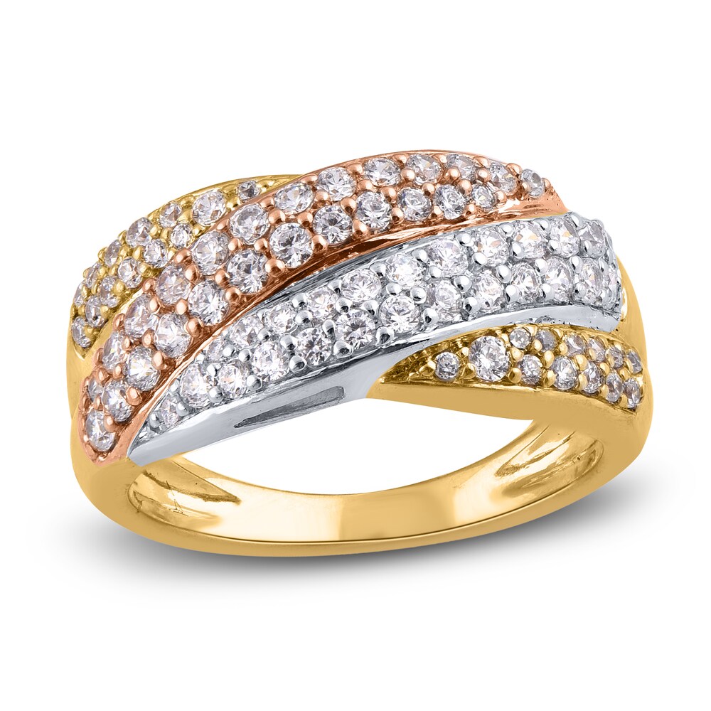 Diamond Anniversary Band 1 ct tw Round 14K Tri-Tone Gold hpOOTLZg