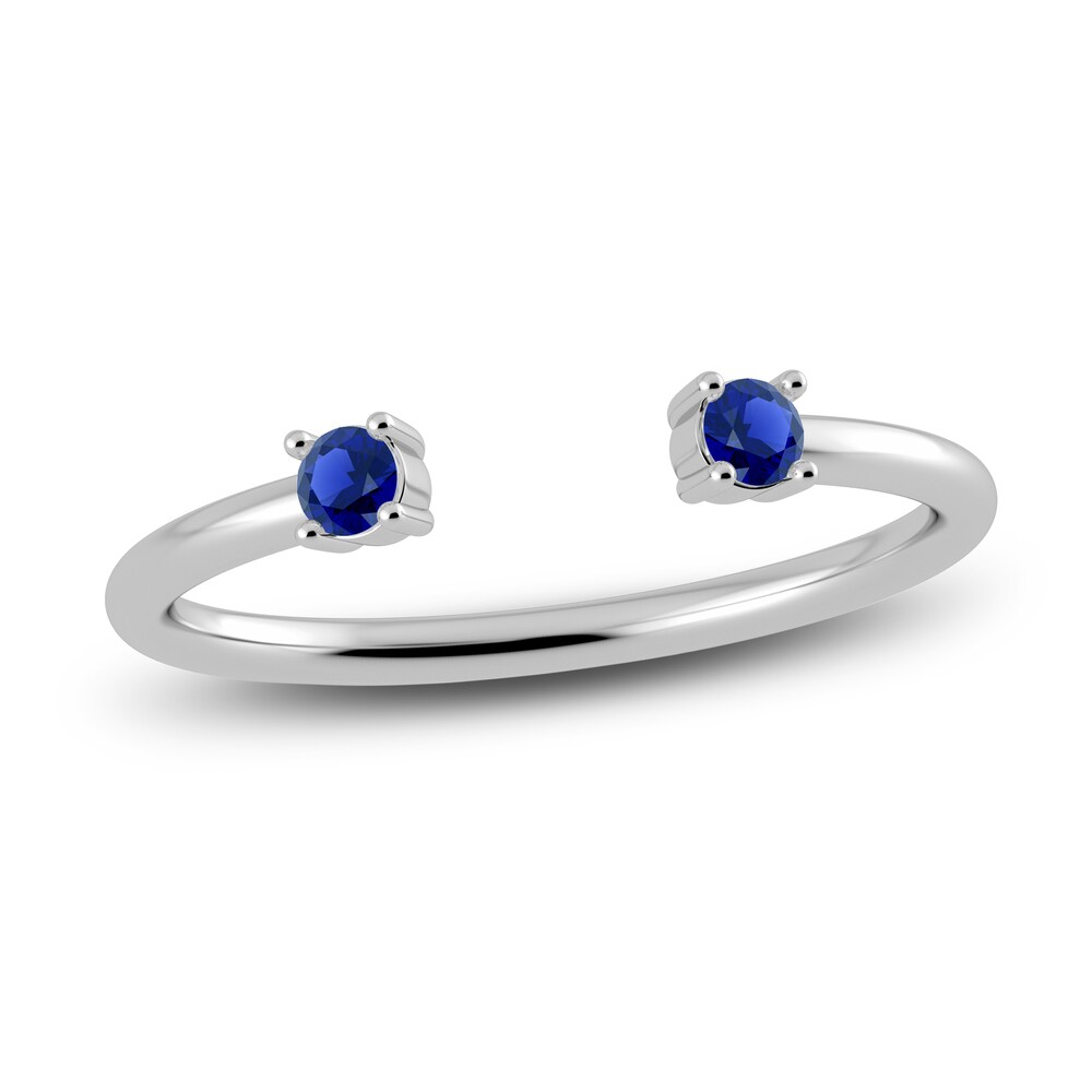 Juliette Maison Natural Blue Sapphire Cuff Ring 10K White Gold hskzfGue