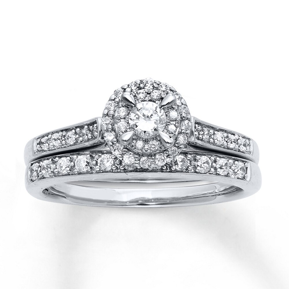 Diamond Bridal Set 1/2 ct tw Round-Cut 14K White Gold hvRVzzFh