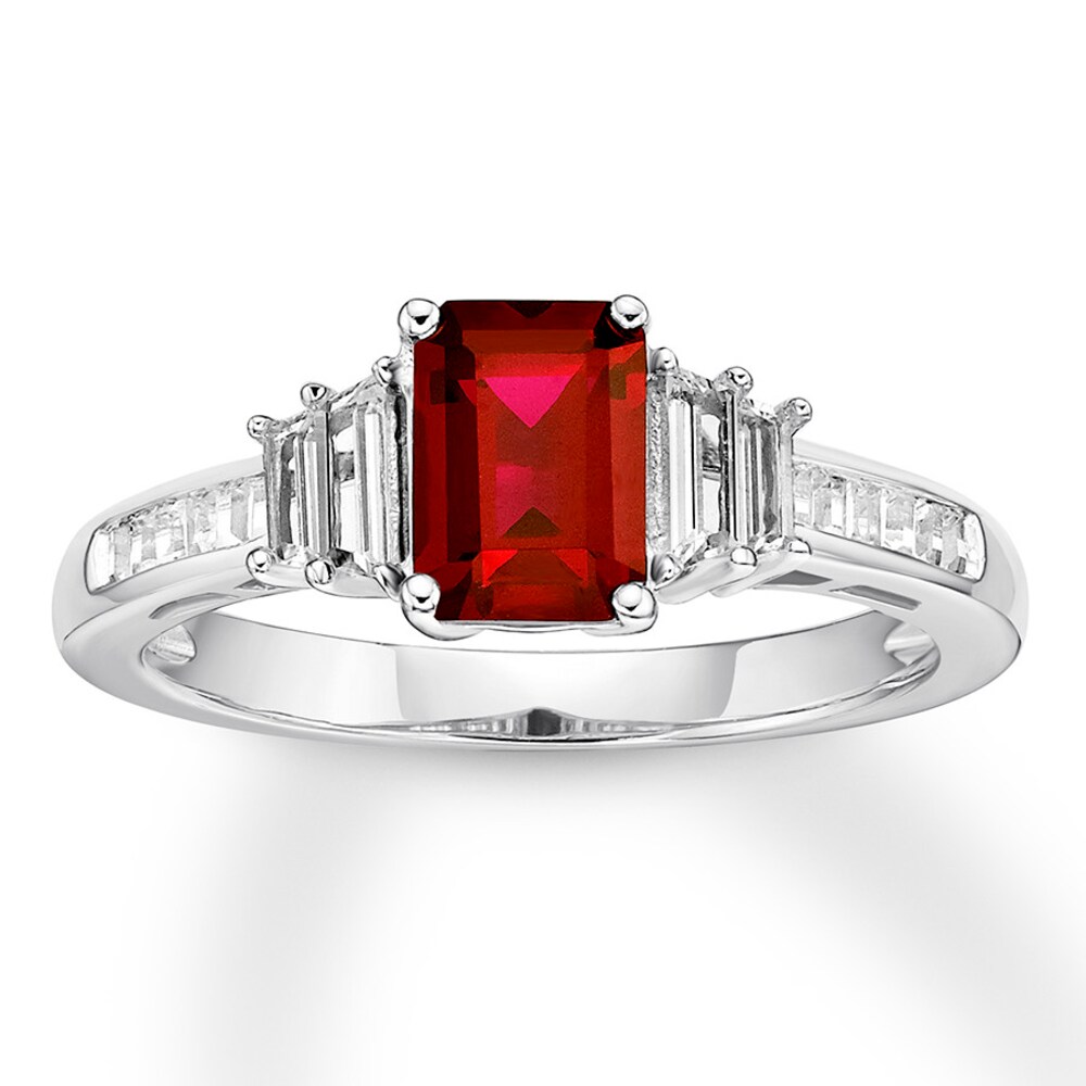 Lab-Created Ruby Ring Lab-Created Sapphires 10K White Gold hve6q2O2