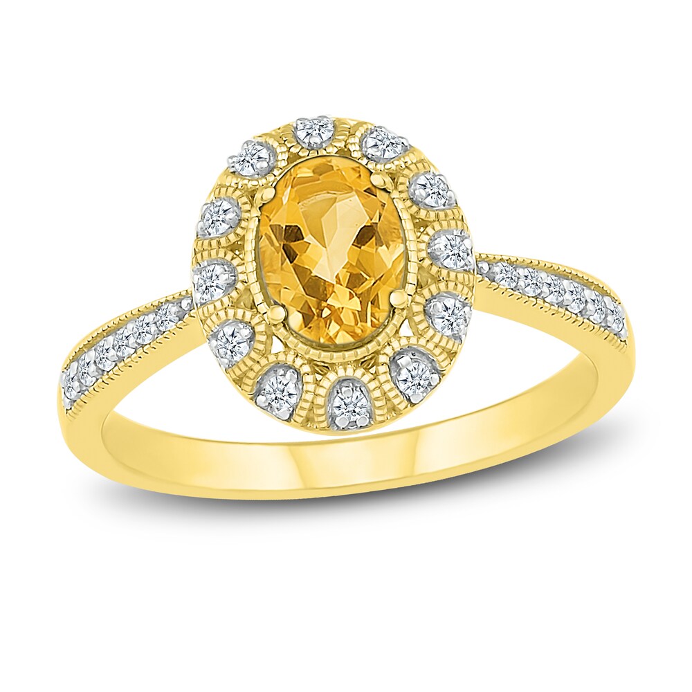 Lab-Created Sapphire & Natural Citrine Ring 10K Yellow Gold i2SBflfg