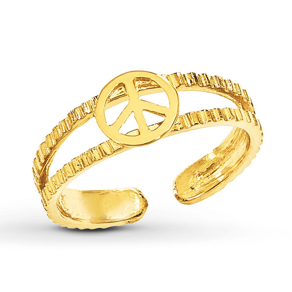 Peace Sign Toe Ring 14K Yellow Gold i3FpQQ1z