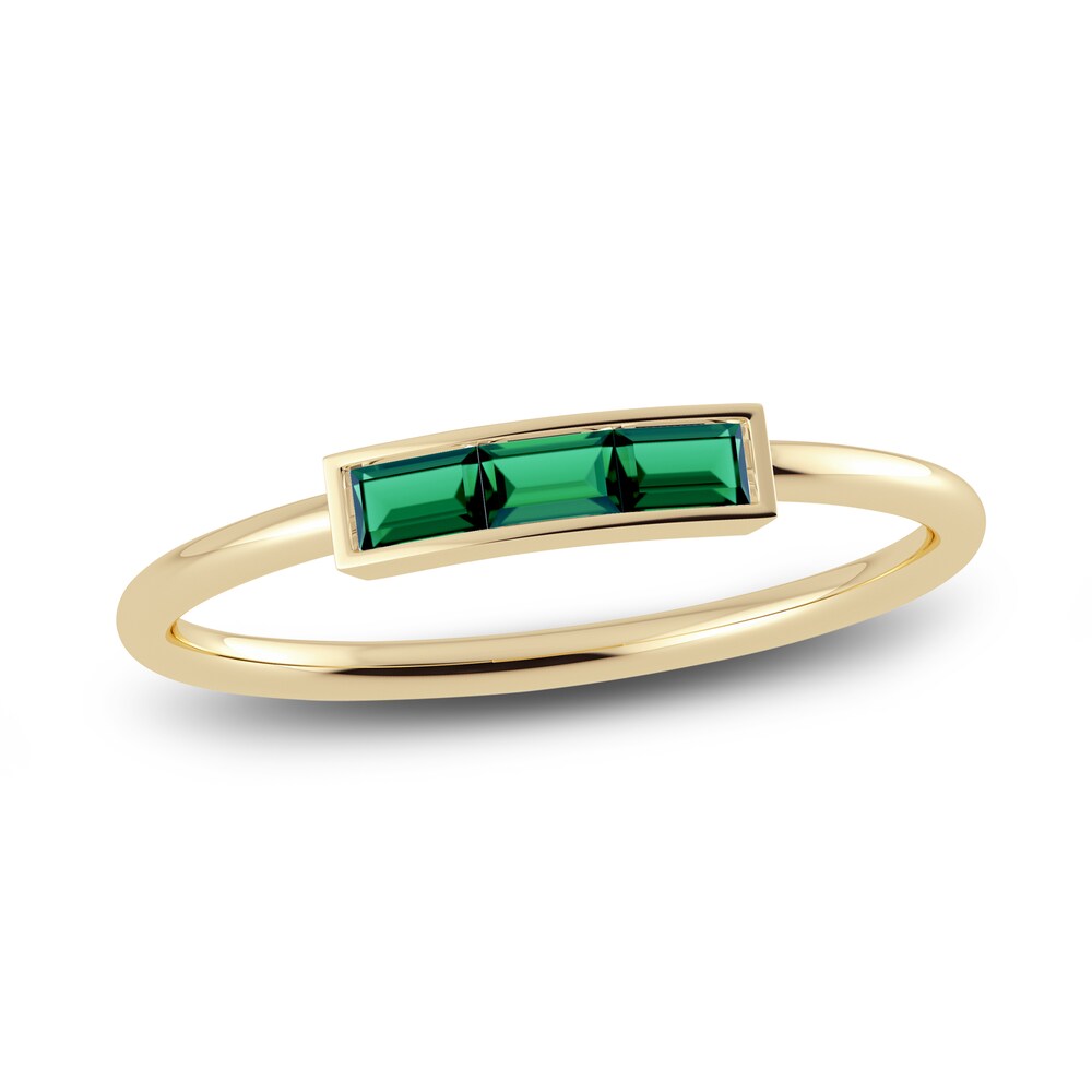 Juliette Maison Natural Emerald Baguette Bar Ring 10K Yellow Gold iKRP5UeG