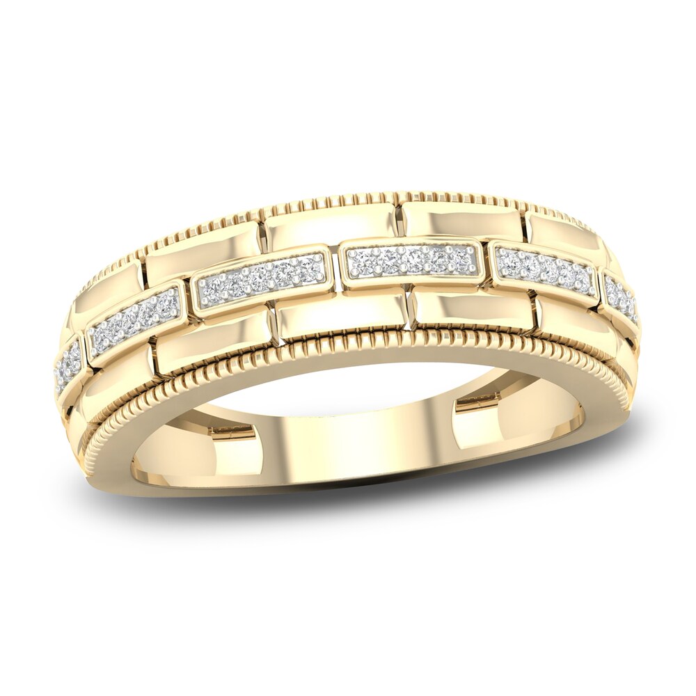 Men's Diamond Ring 1/15 ct tw Round 10K Yellow Gold iRxV49r8