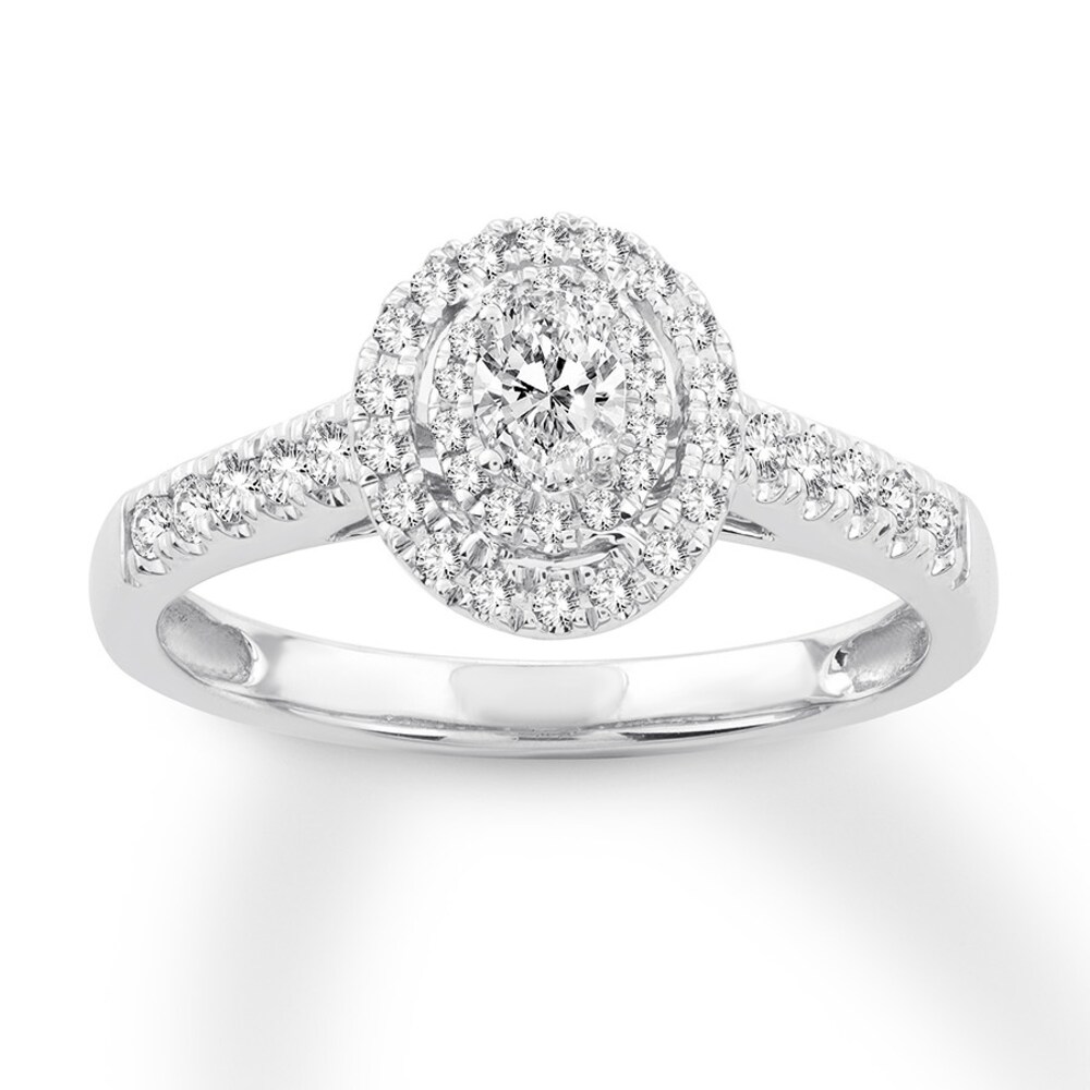 Diamond Promise Ring 1/2 carat tw Oval/Round 10K White Gold iTTpEOBM