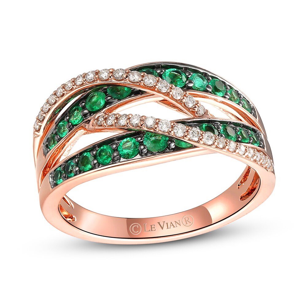 Le Vian Natural Emerald Ring 1/5 ct tw Diamonds 14K Strawberry Gold iUY0y42S