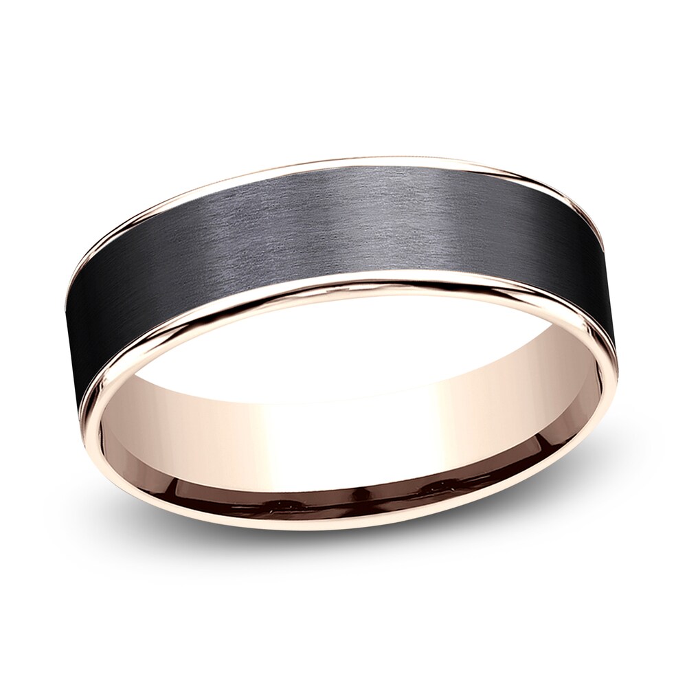 Wedding Band Black Titanium/14K Rose Gold 6.5mm ilV4mDyi