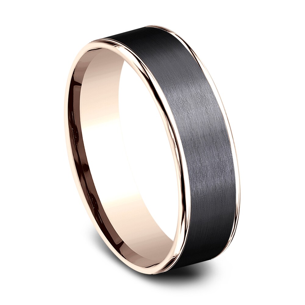 Wedding Band Black Titanium/14K Rose Gold 6.5mm ilV4mDyi