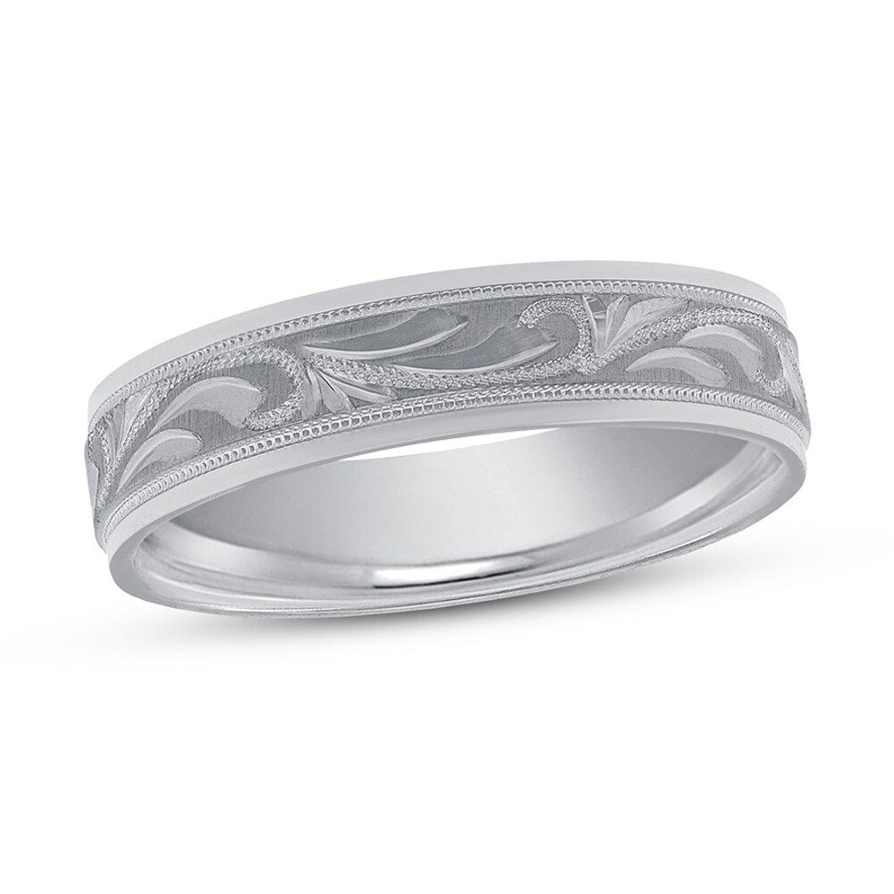 Wedding Band Carved Platinum 5mm iluZDC0R