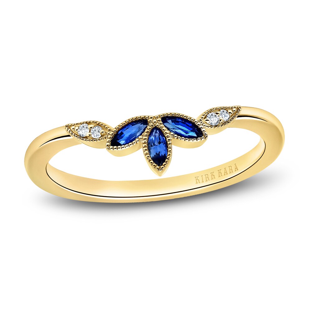 Kirk Kara Natural Blue Sapphire Anniversary Band Diamond Accents 14K Yellow Gold j2aB6j3U