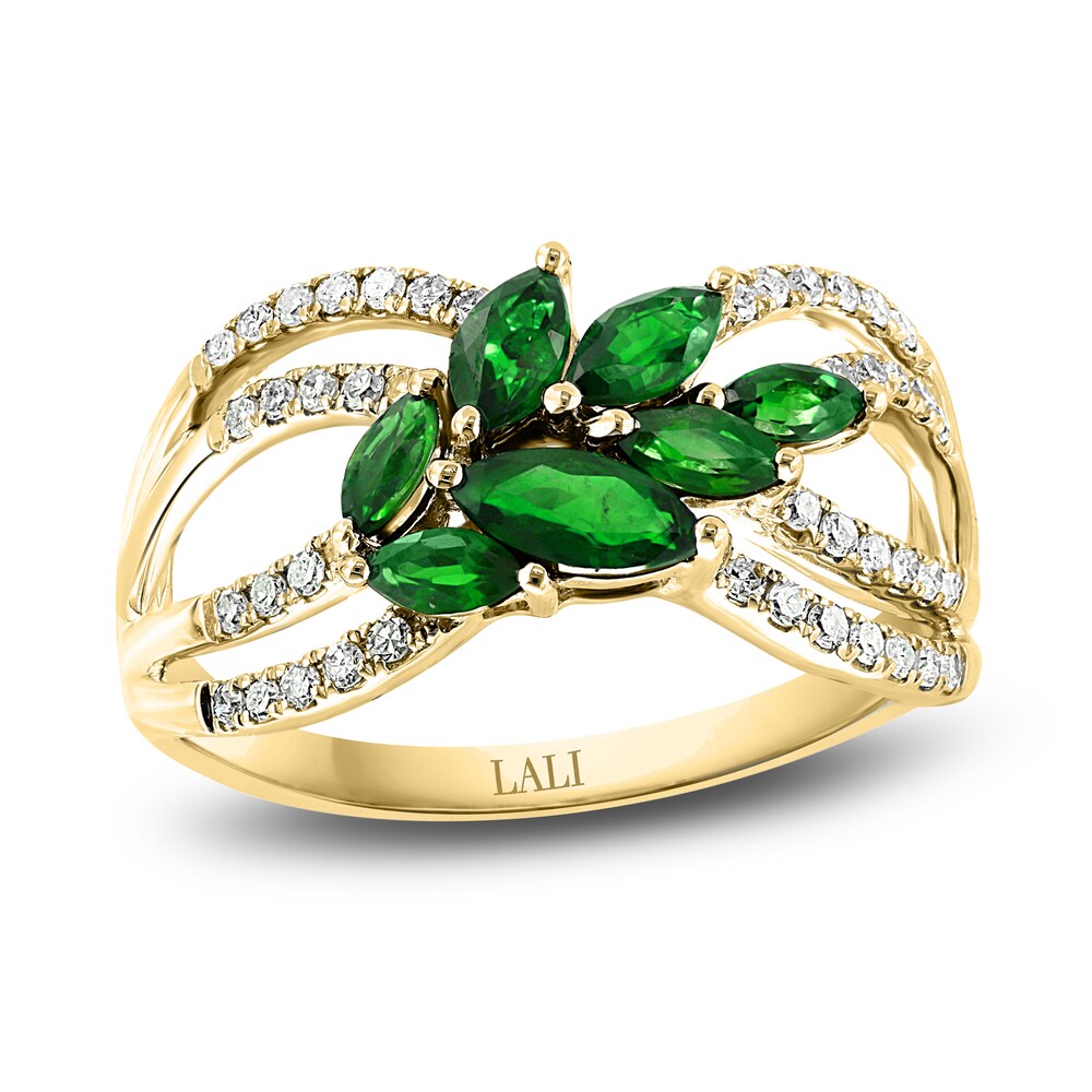 LALI Jewels Natural Emerald Ring 1/5 ct tw Round Diamonds 14K Yellow Gold jLNWCWdc