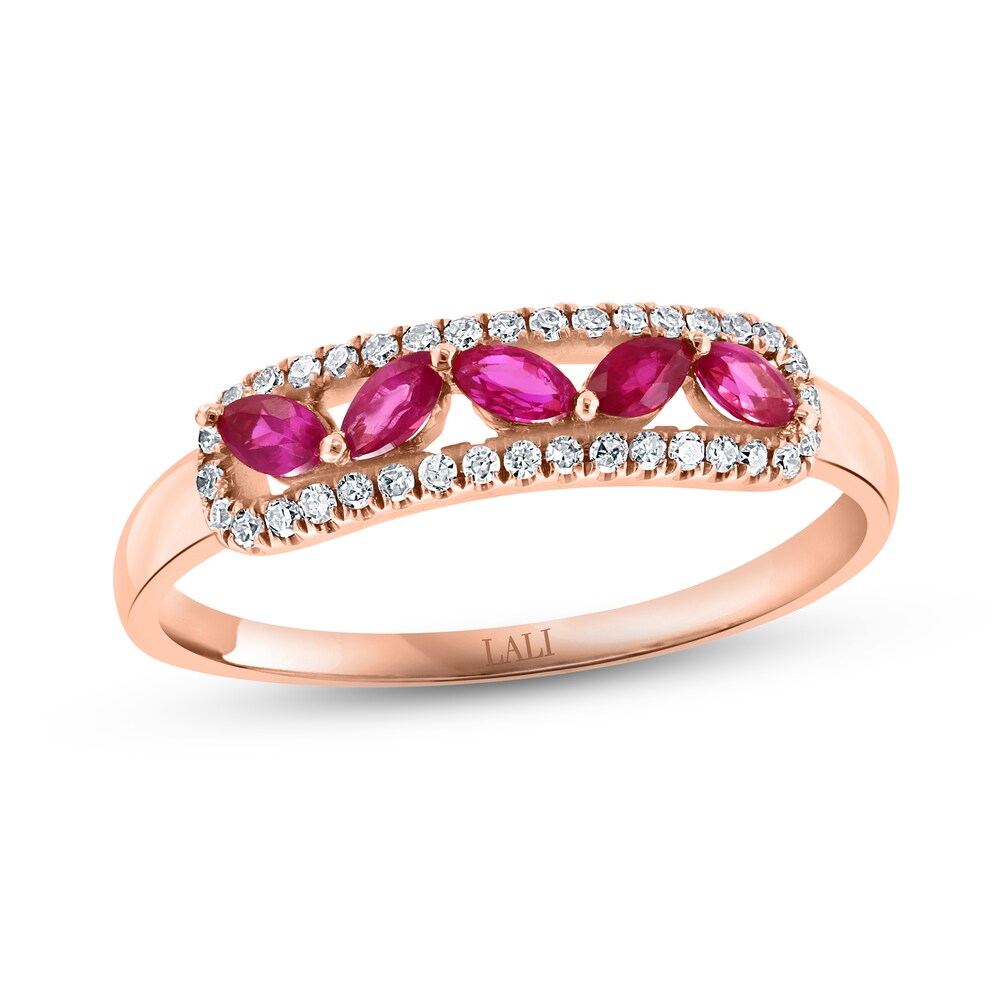 LALI Jewels Natural Ruby Ring 1/8 ct tw Diamonds 14K Rose Gold jMifF1vK