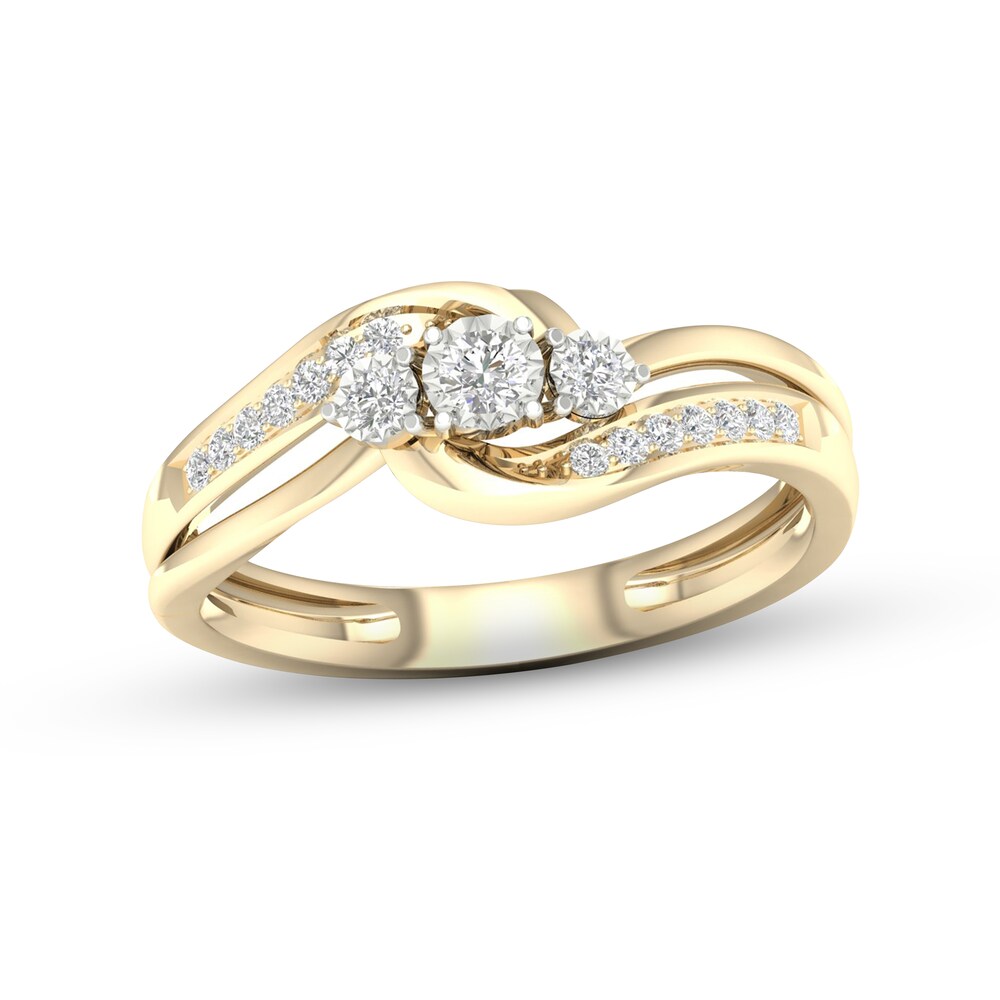 Diamond 3-Stone Ring 1/5 ct tw Round 10K Yellow Gold jTyzsOi8