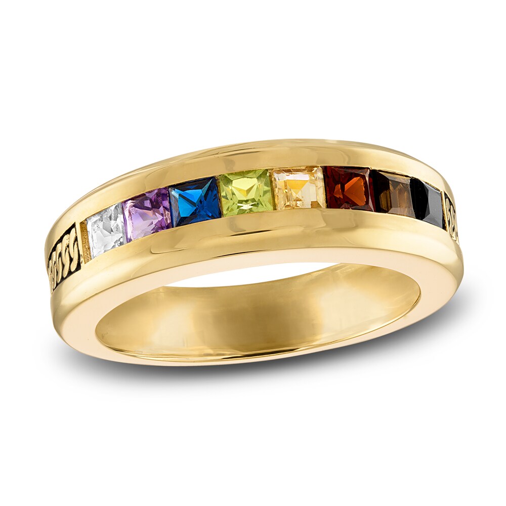 1933 By Esquire Men's Natural Multi-Gemstone Ring Sterling Silver/14K Yellow Gold-Plated jWudJW1P
