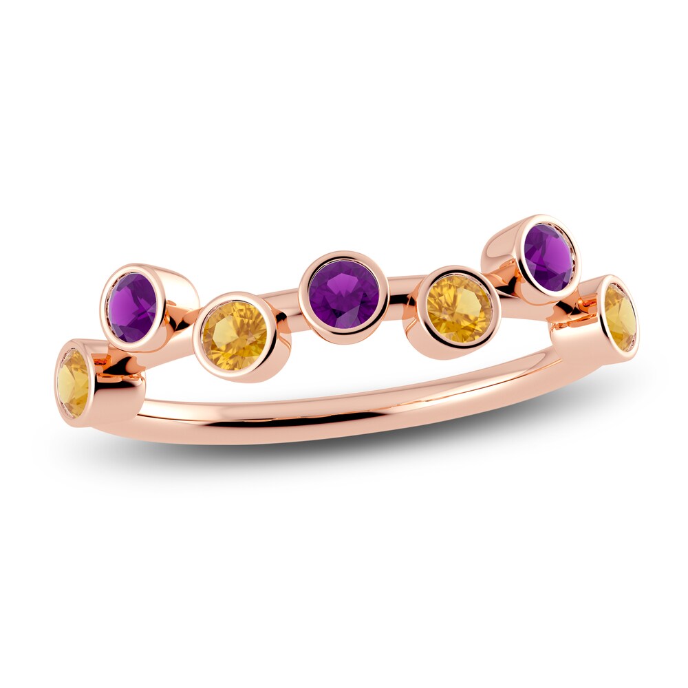 Juliette Maison Natural Amethyst & Natural Citrine Ring 10K Rose Gold jaegFtuU