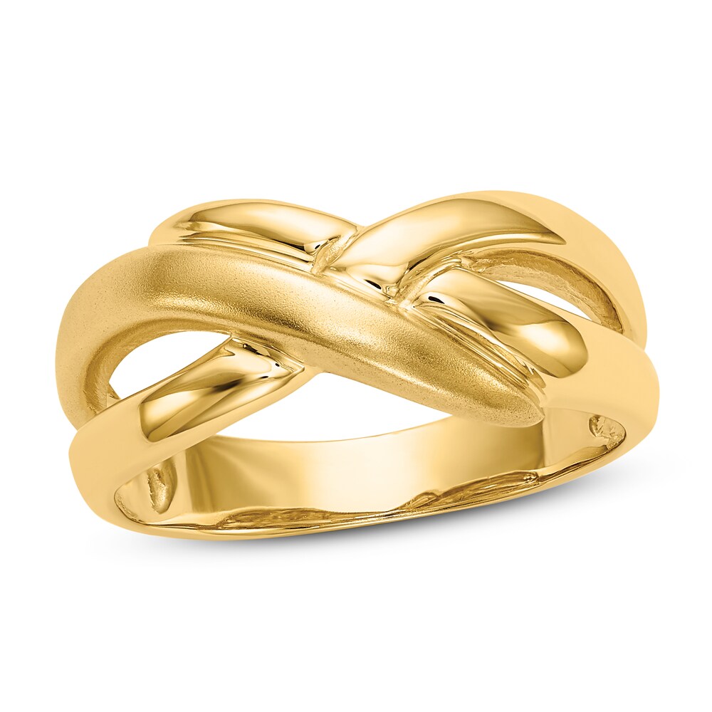 Polished Satin Ring 14K Yellow Gold jbW9dpgP
