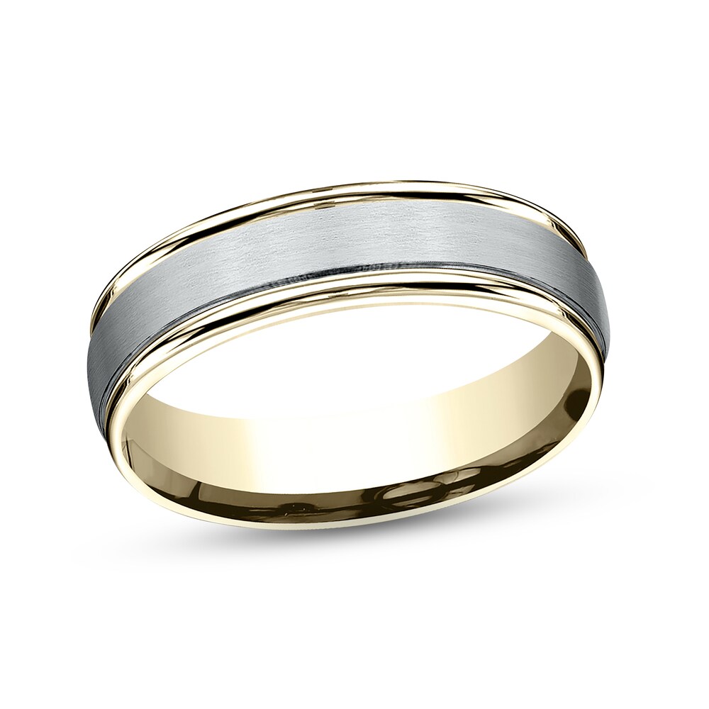 High Polished Wedding Band 10K Two-Tone Gold 6mm jhiyclAD