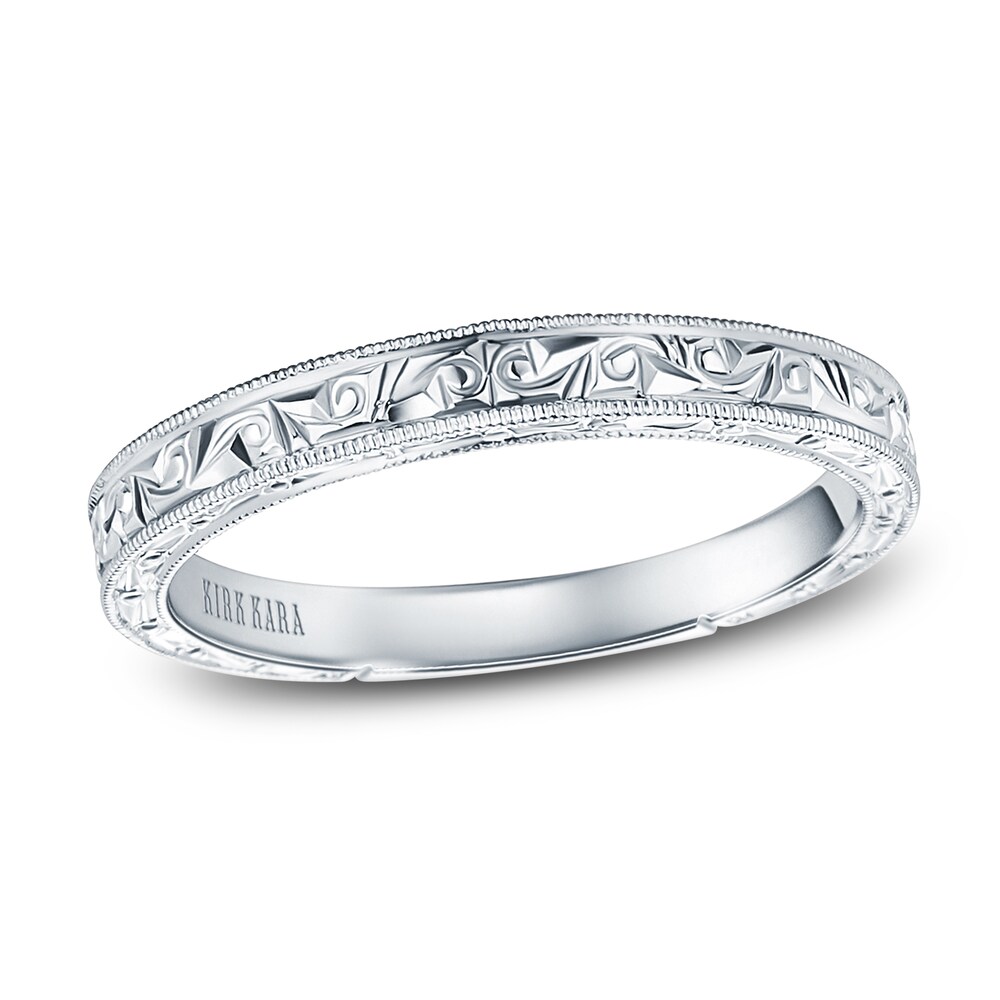 Kirk Kara Engraved Milgrain Wedding Band 18K White Gold jix8w1YP