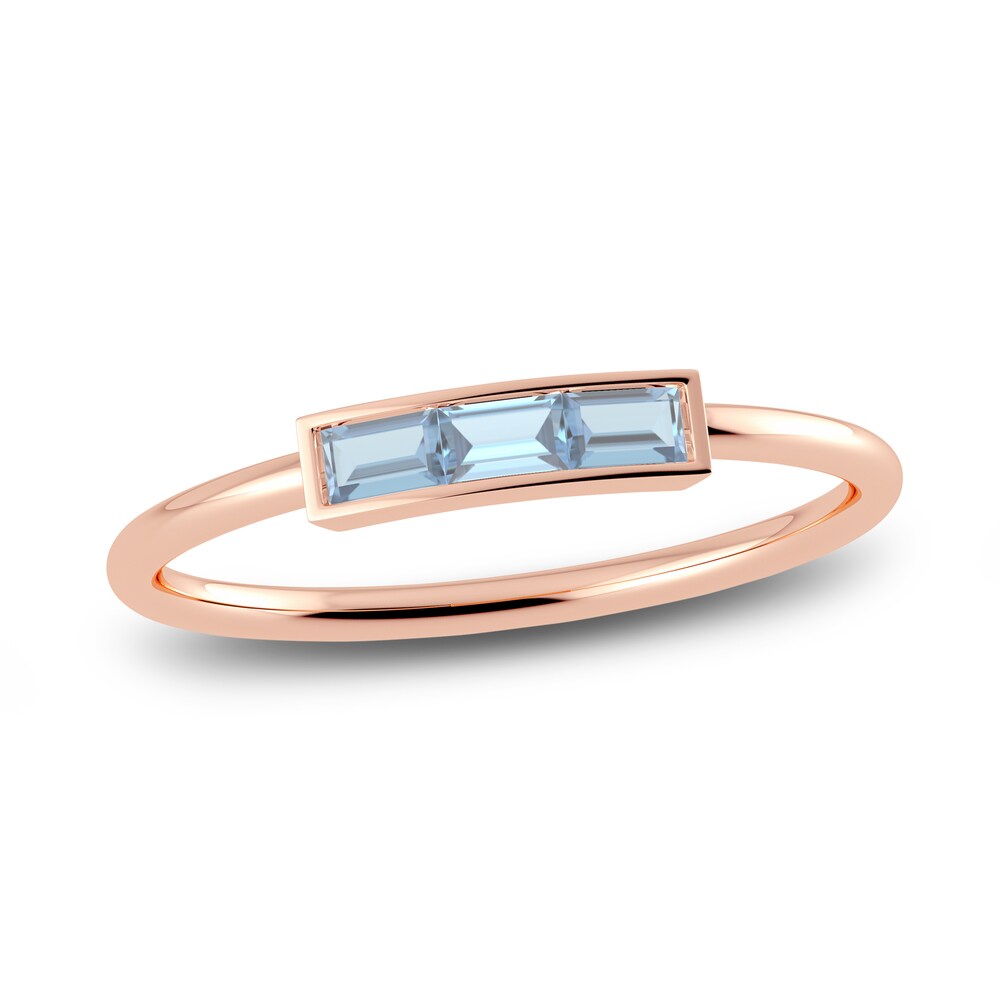 Juliette Maison Natural Aquamarine Baguette Bar Ring 10K Rose Gold jjTgSnxF