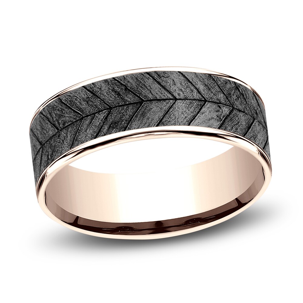 Chevron Wedding Band Tantalum/14K Rose Gold 7.5mm jukP0IxI