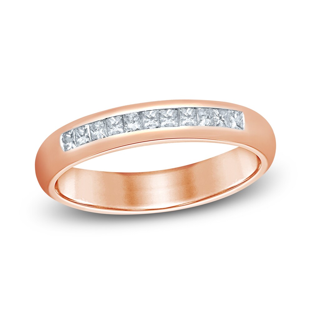 Diamond Wedding Band 1/4 ct tw Princess 14K Rose Gold jumobRn2