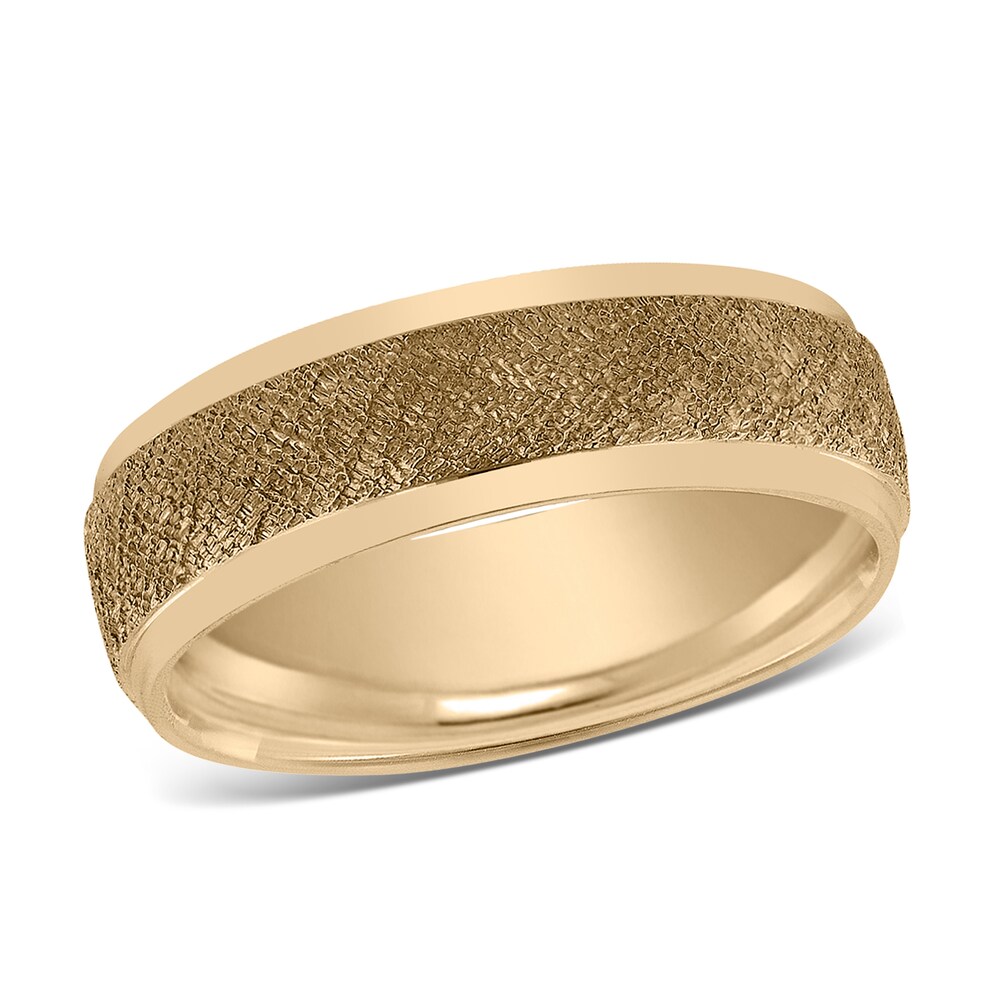 Men's Textured Wedding Band 14K Yellow Gold 7mm jx0ZqQEl