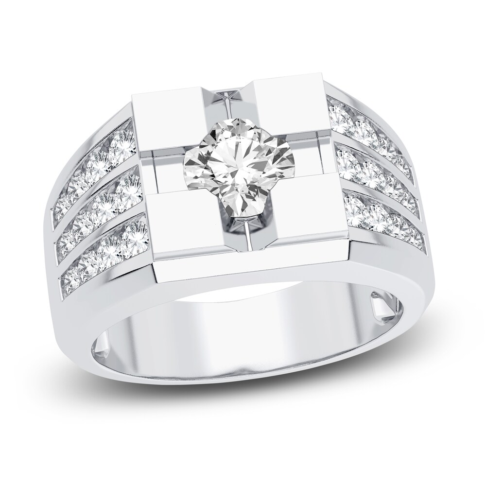 Men's Lab-Created Diamond Ring 2 ct tw Round 14K White Gold k9BrXfHt