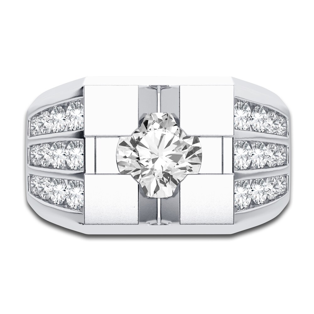 Men\'s Lab-Created Diamond Ring 2 ct tw Round 14K White Gold k9BrXfHt