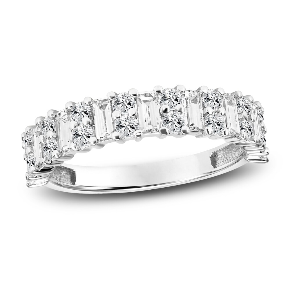 Diamond Anniversary Band 1 ct tw Baguette/Round 14K White Gold kEdoSWhe