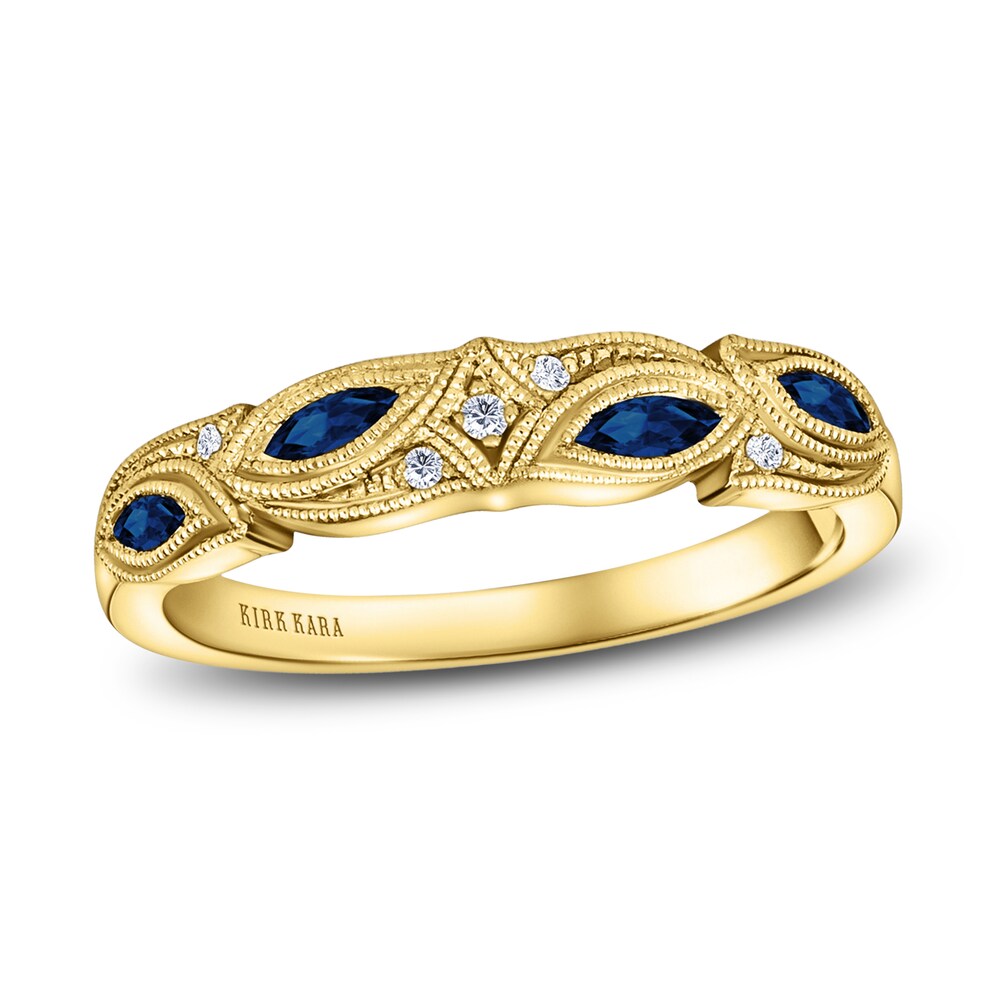 Kirk Kara Natural Blue Sapphire Anniversary Band Diamond Accents 14K Yellow Gold kGtKwDo8