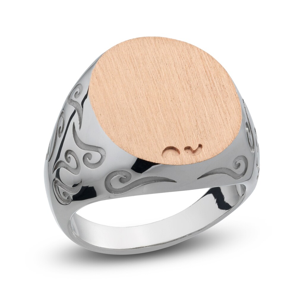 Marco Dal Maso Men's Ara Signet Ring Sterling Silver/18K Ring Rose Gold kRiFg1Xc