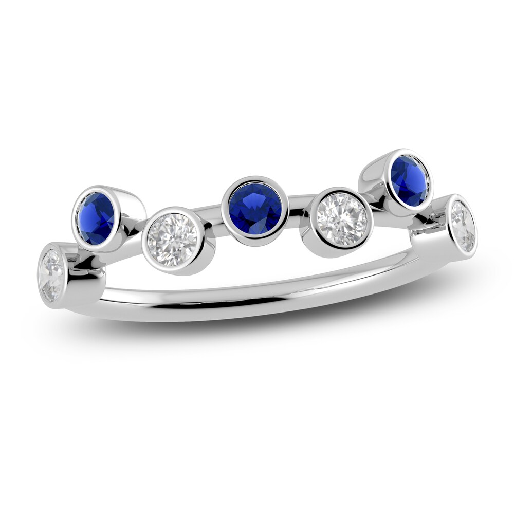 Juliette Maison Natural White Sapphire & Natural Blue Sapphire Ring 10K White Gold kVEMFwsA