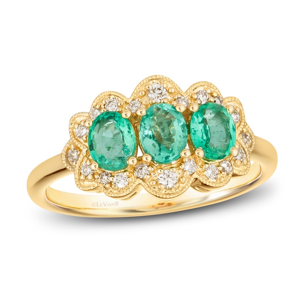 Le Vian Natural Emerald Ring 1/6 ct tw Diamonds 14K Honey Gold kVGIyGLm