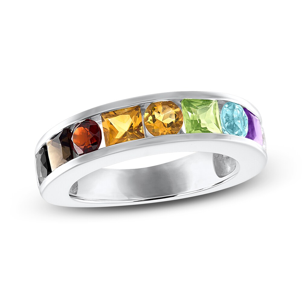 Love Proudly Ring Multi-Color Rainbow 14K White Gold 7MM kXFJxwue