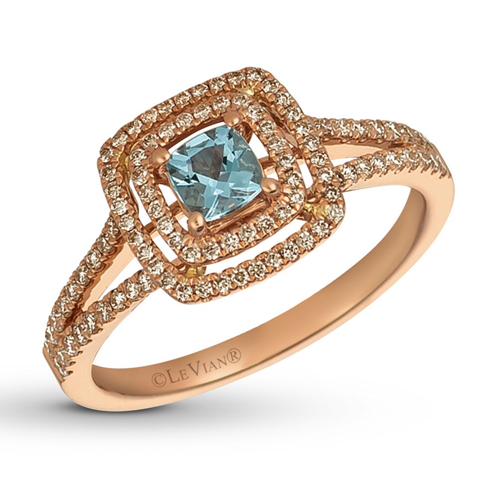 Le Vian Aquamarine Ring 1/3 ct tw Diamonds 14K Strawberry Gold kbsaip7p