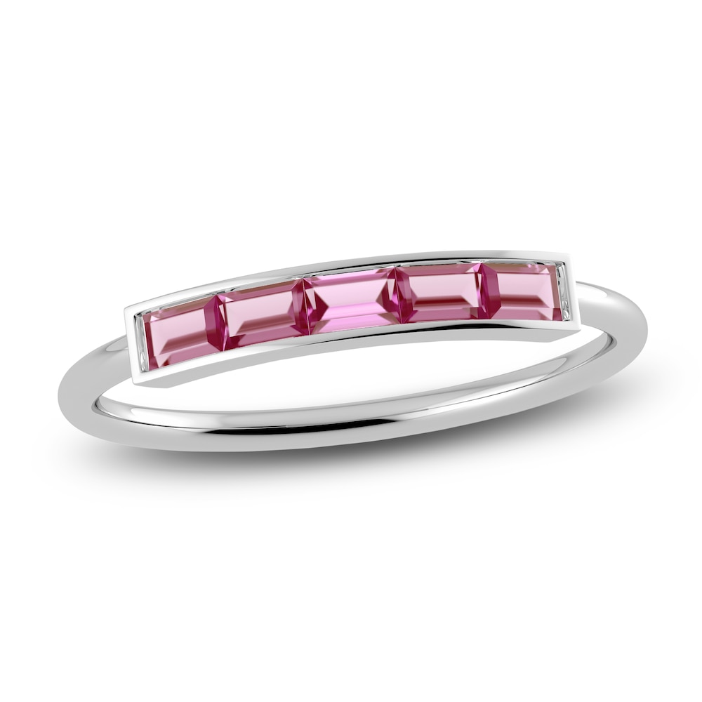 Juliette Maison Natural Pink Tourmaline Baguette Bar Ring 10K White Gold kw9dp2aa