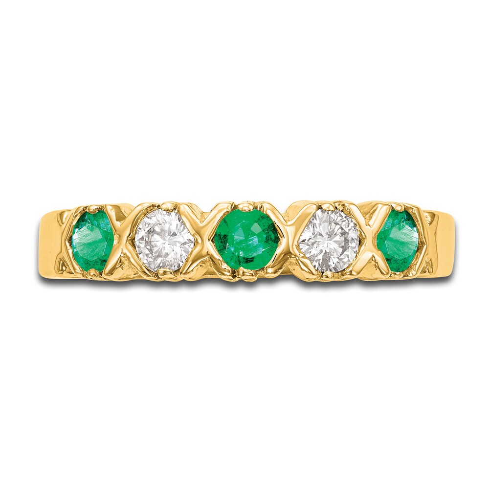 Natural Emerald Wedding Band 1/10 ct tw Round 14K Yellow Gold l0VfwBYm